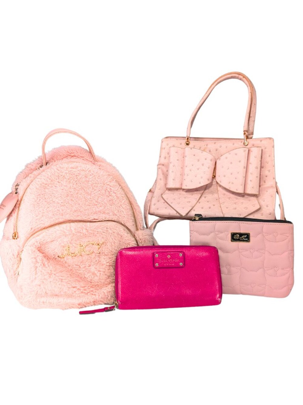 Pink Purse Wallet Bundle Kate Spade Juicy Couture Betsey Johnson Preppy Cute Bow